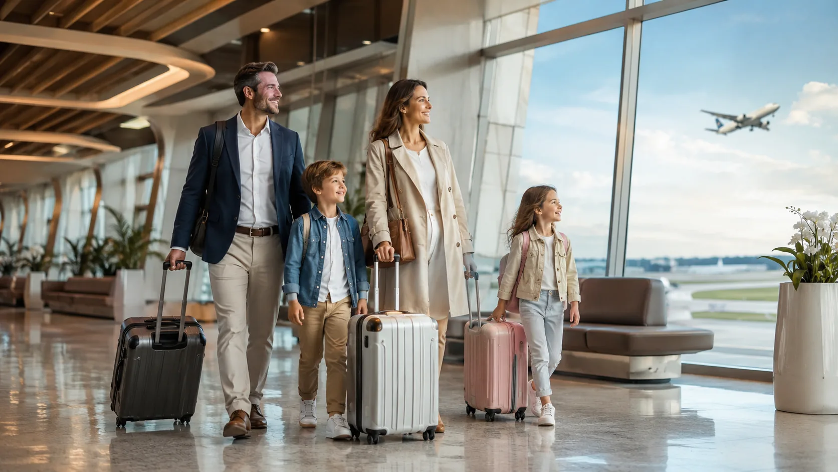Family at airport